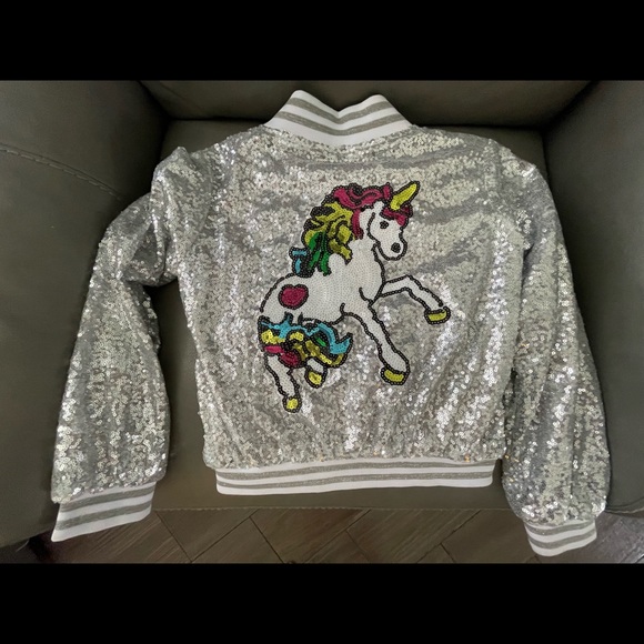 Lola + the Boys, girls unicorn sequin bomber size 8 & 12. - Picture 7 of 8